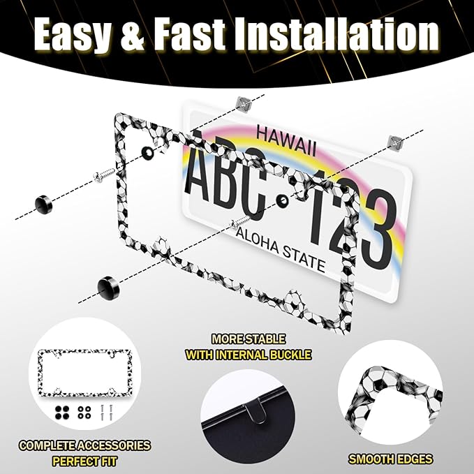 Soccer Ball License Plate Frame Football License Plate Holder Stainless Steel - Image 7