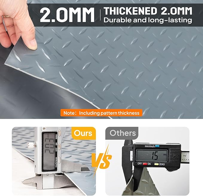 TUFFIOM 4x8 FT Garage Floor Mat, Thickened Diamond Plate PVC Garage Mats - Image 7