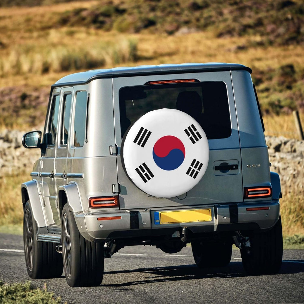 Korean Flag Print Universal Spare Tire Cover for RV, Jeep | Wheel Protector Fits Rv, Trailer, Jeep, Shield Tires From Sun, Dirt And Rain For Outdoor Storage