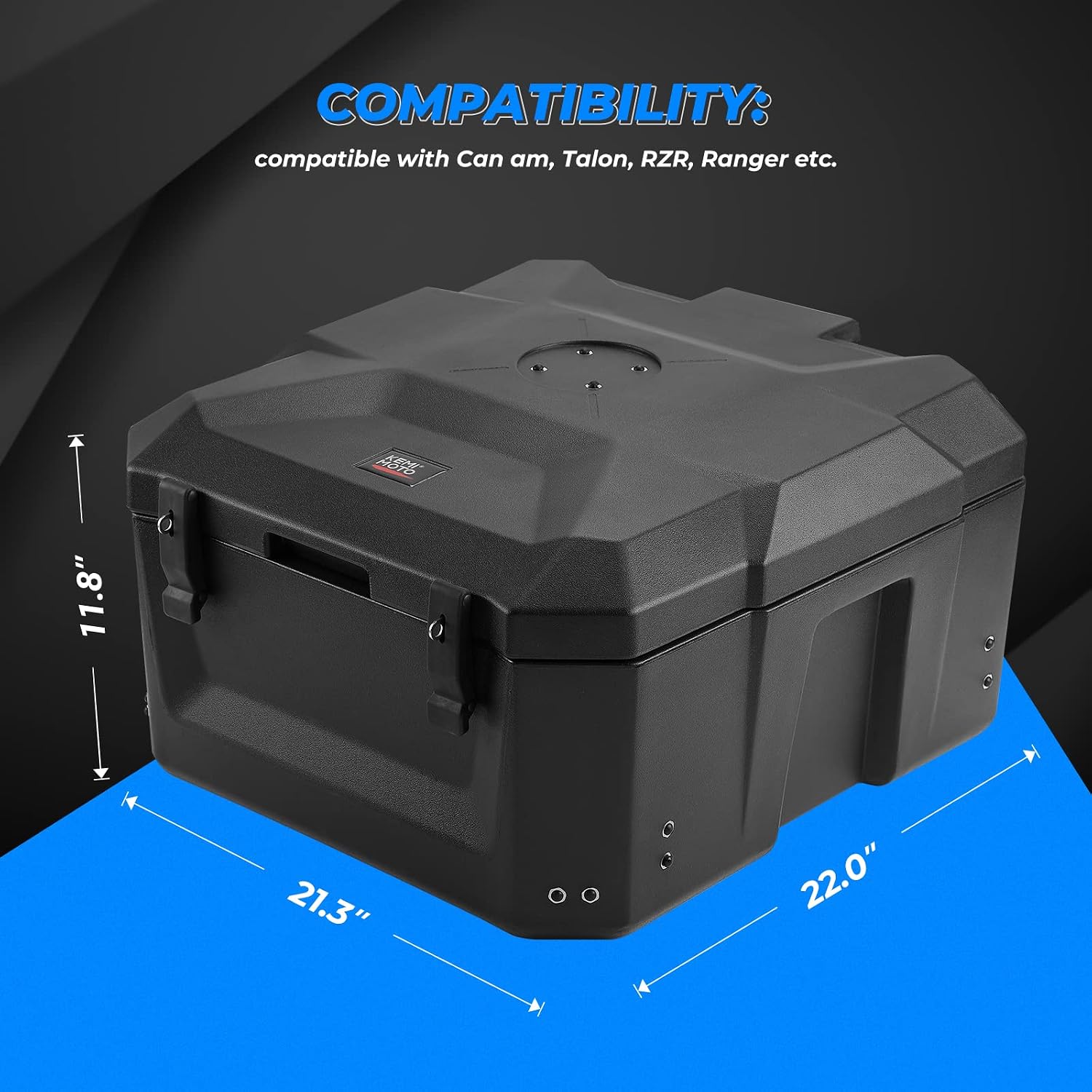 KEMIMOTO Rear Cargo Box Compatible with Talon 1000 R/X/X4/XS/RS 2019-2026 - Heavy-Duty Waterproof 56L Sealed Storage, UV/Scratch Resistant, OEM Replace #0SL51-HL6-A01