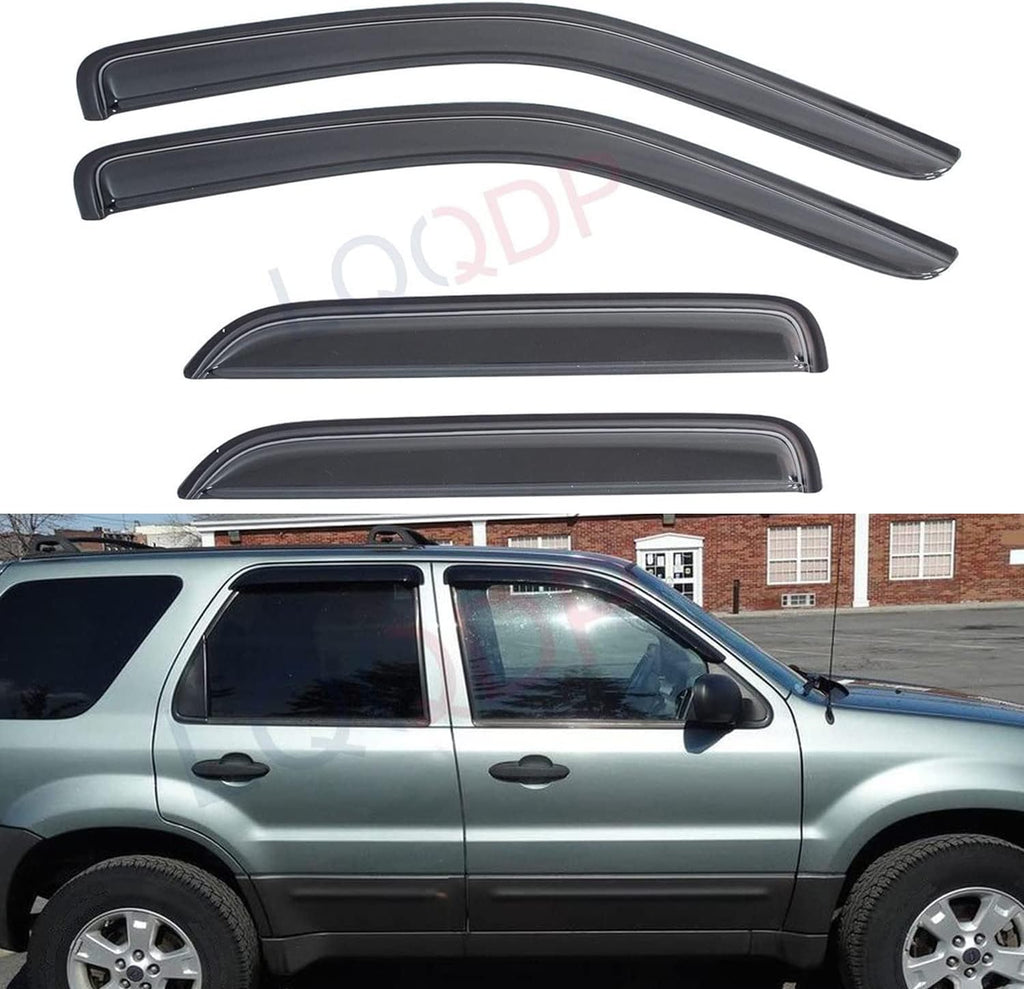 4pcs Front+Rear Smoke Sun/Rain Guard Outside Mount Tape-On Window Visors
