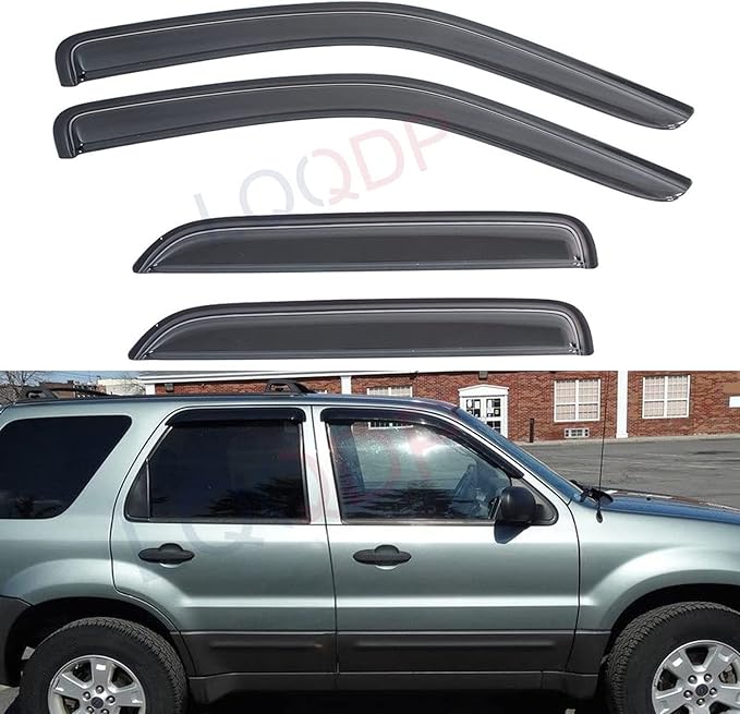 4pcs Front+Rear Smoke Sun/Rain Guard Outside Mount Tape-On Window Visors by LQQDP