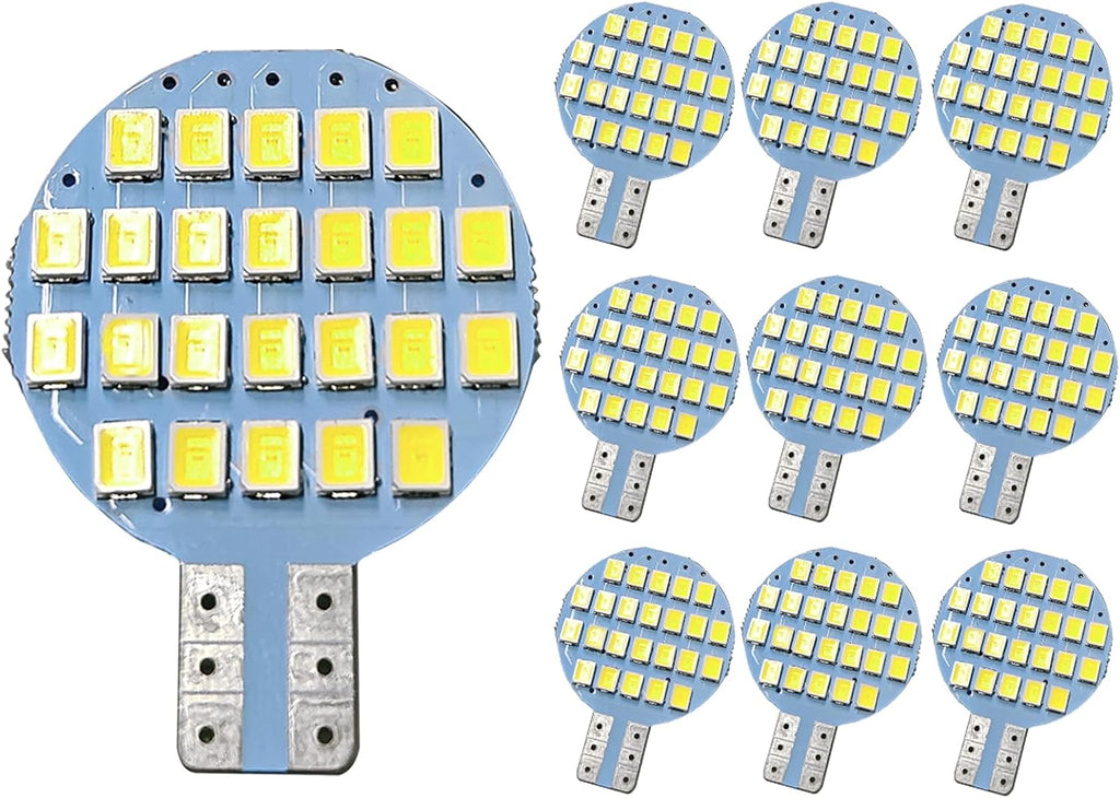 GRV 10x T10 DC12V 2 Watt LED Light Bulb 921 194 192 C921 24-2835 SMD Super Bright Lamp Replacement Bulbs,RV Camper Light Bulb,Marine,Boat Ceiling Dome Interior Lights, Cool White(2nd Generation)
