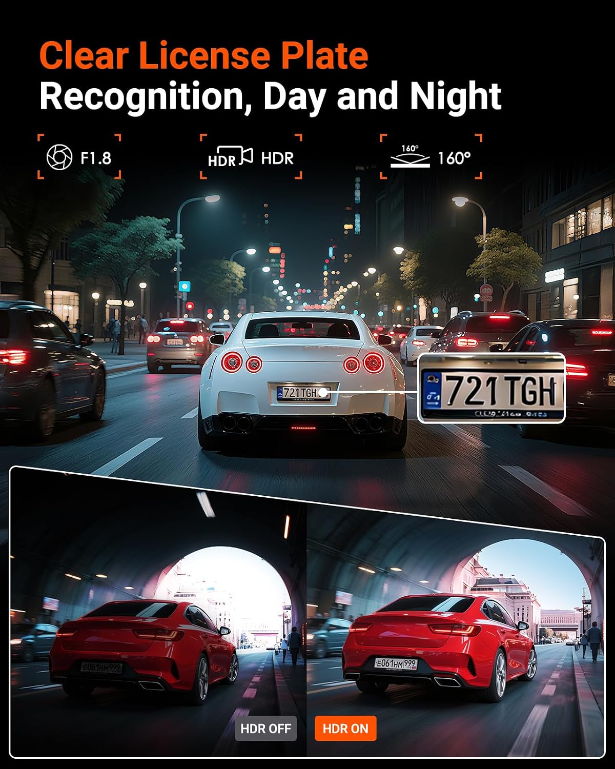 vantrue e1 lite 1080p mini dash cam, 60fps, close-up detail