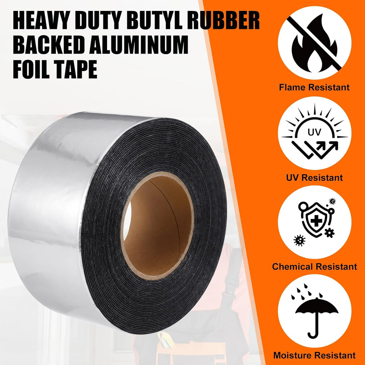 50 mil heavy duty aluminum foil rubber tape, close-up detail