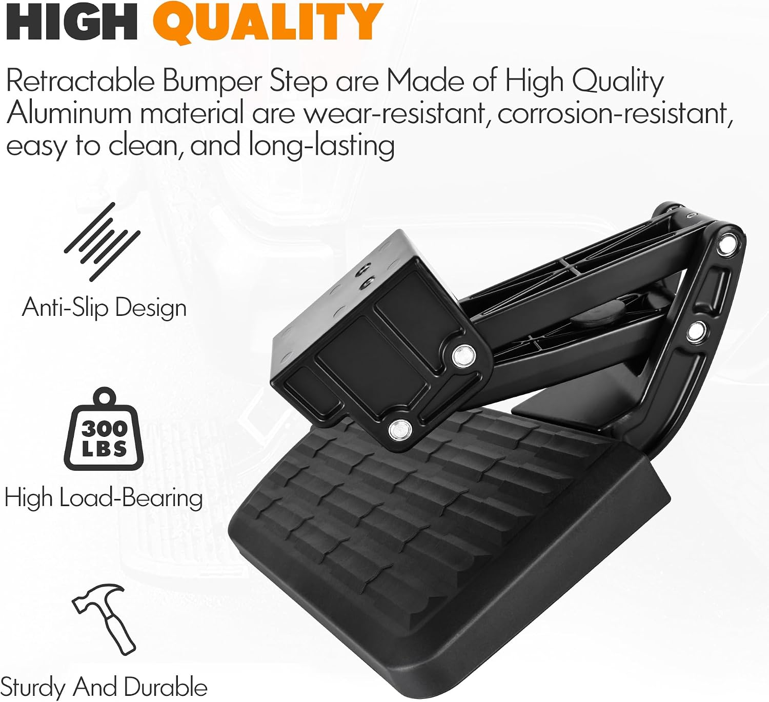 ASOPARTS Rear Bed Step Compatible with 2009-2018 Dodge Ram 1500, Ram 2500/3500 (Excludes Dual Exhaust & EcoDiesel Models) Retractable Bumper Tailgate Step #75306-01A