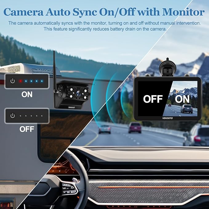 VEKOOTO Magnetic Solar Wireless Backup Camera VK7, 000mAh Rechargeable Camera - Image 5