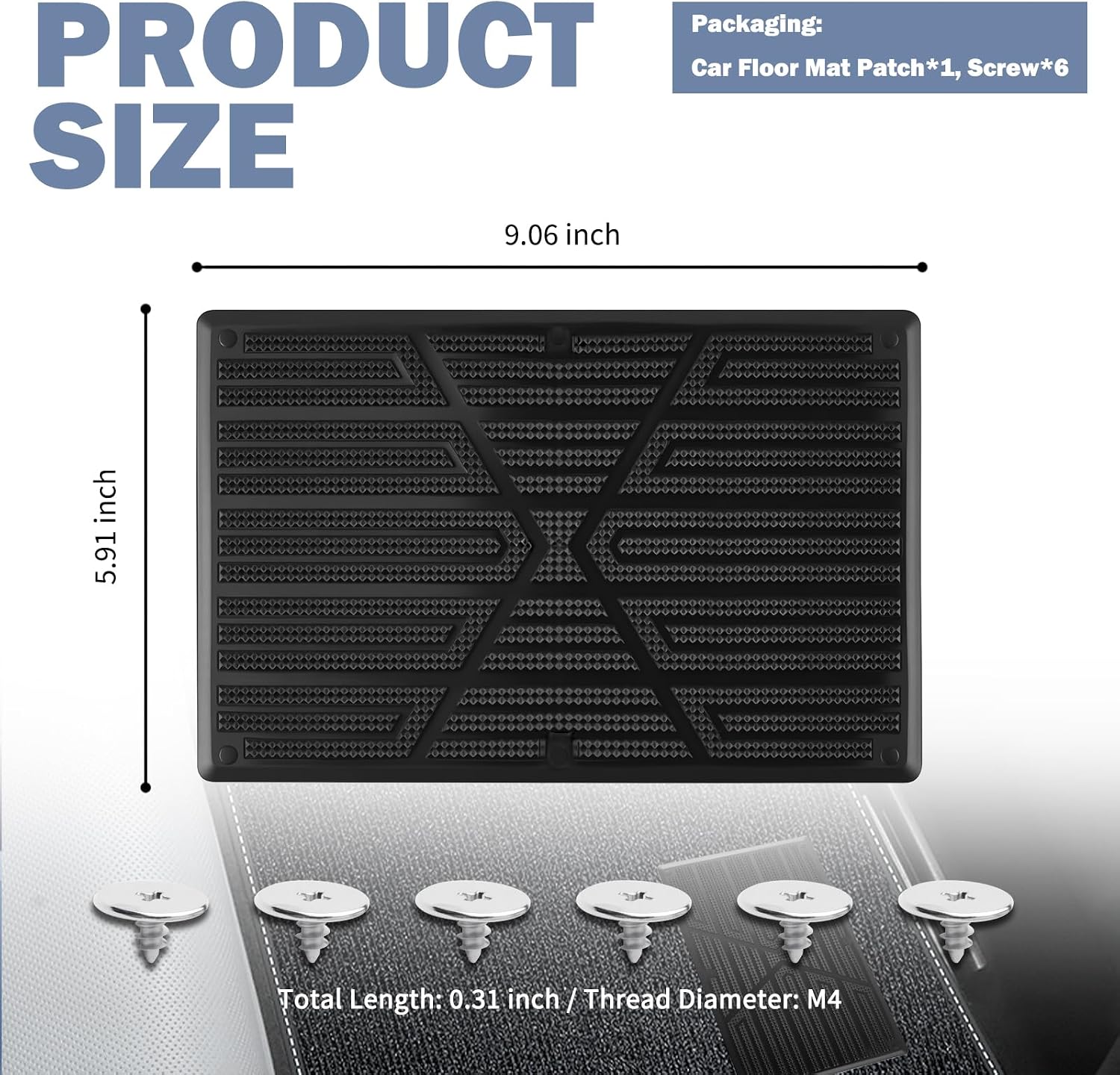 Car Floor Mats Carpet Patch,Non-Slip Floor Mats for Cars Carpet Repair Patch with Screws for Repairing Torn Mat,Professional Automotive Floors Mat Patches Pedal Pad for Heel Scuff Plate