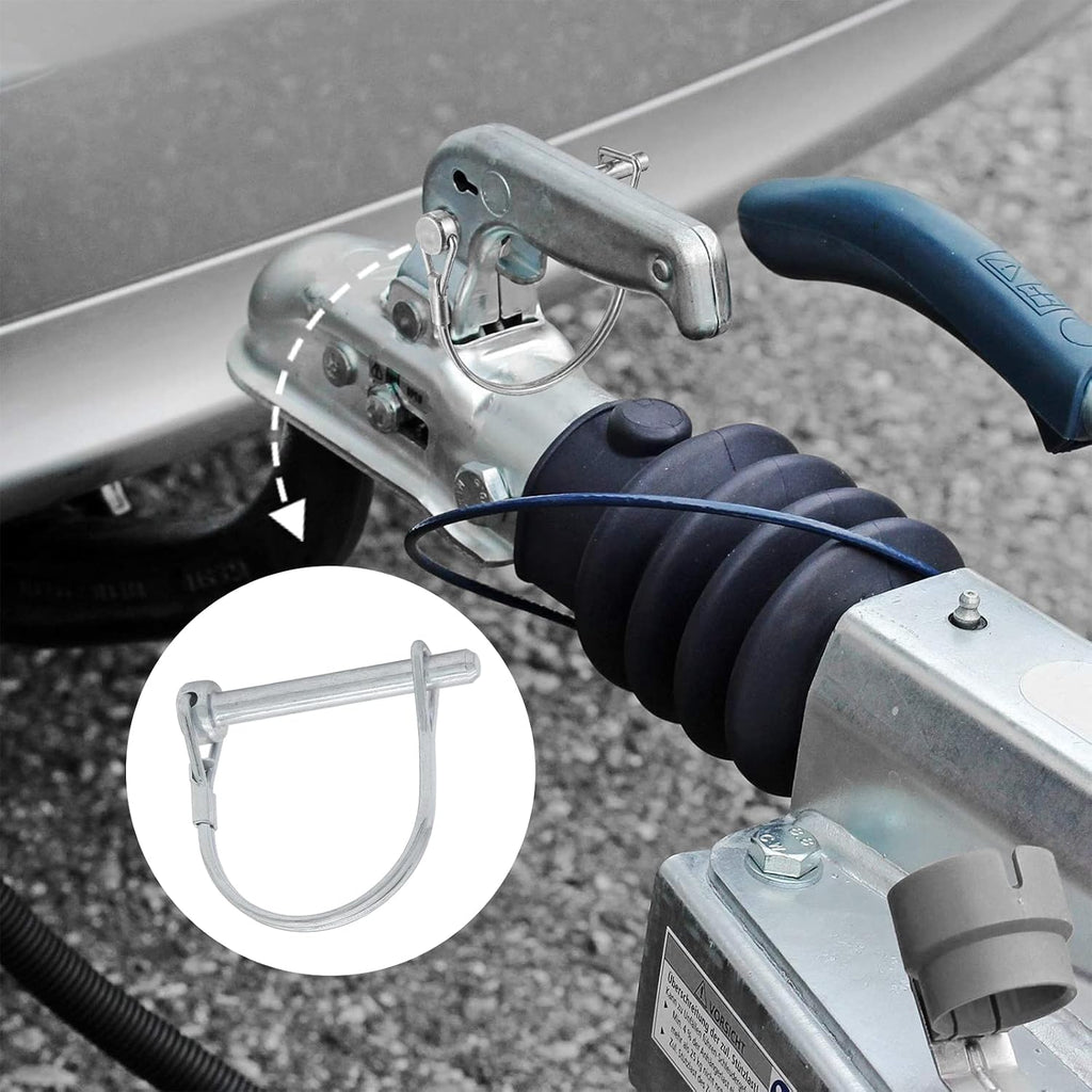 Bonsicoky 12 Pcs 1/4 x 1-3/4 Inch Wire Lock Pins, Heavy Duty Zinc Plated Pto Hitch Pin Arch Safety Coupler Pin Shaft Locking Pin for Farm Trailers Lawn Garden (6 x 45mm)