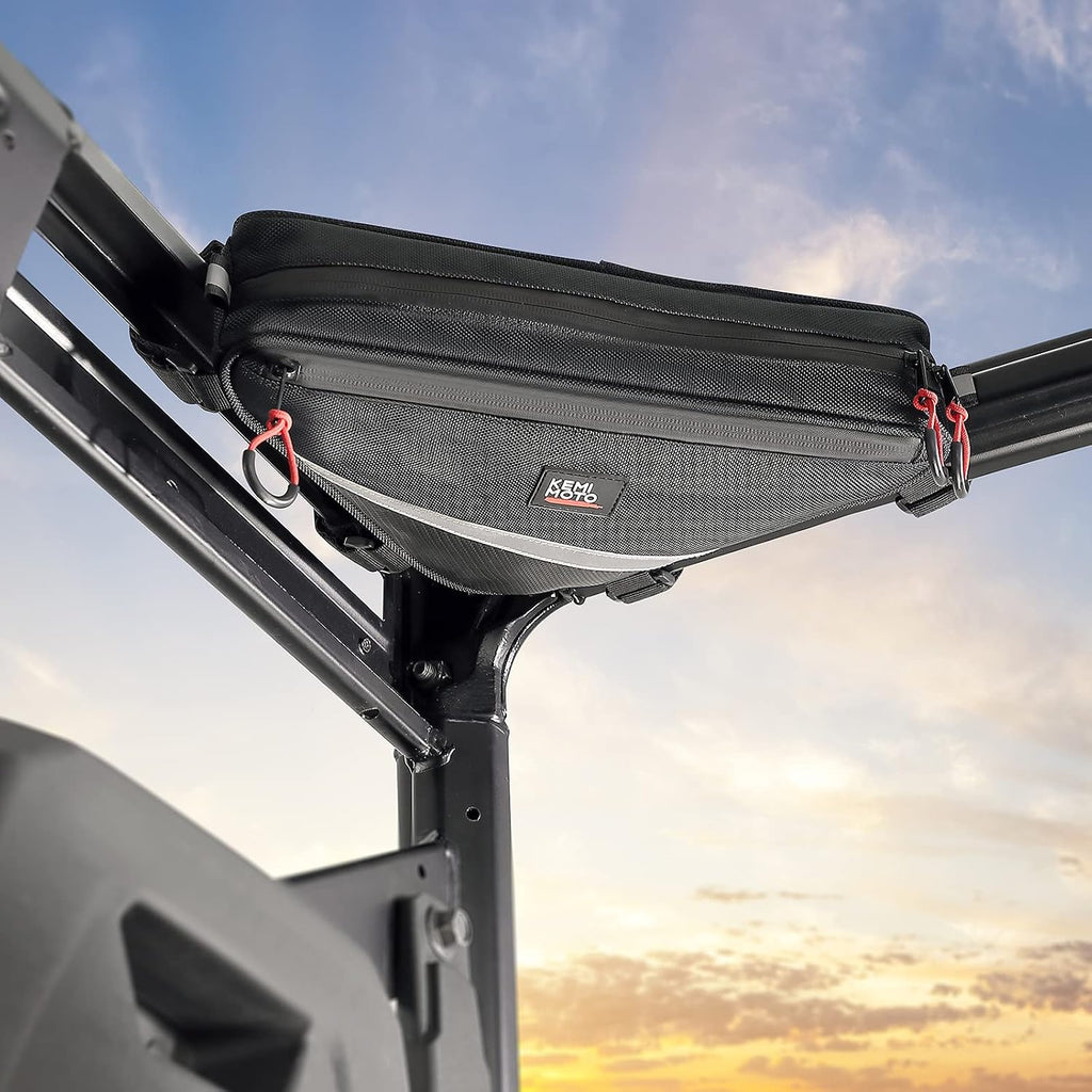 KEMIMOTO 2 Packs UTV Roll Bar Triangle Storage Bag | 1680D, Water Resistant, Universal Fit, Use as Roof/ Door/ Side Armrest Bag Compatible with Most UTV, Road and Mountain Bikes