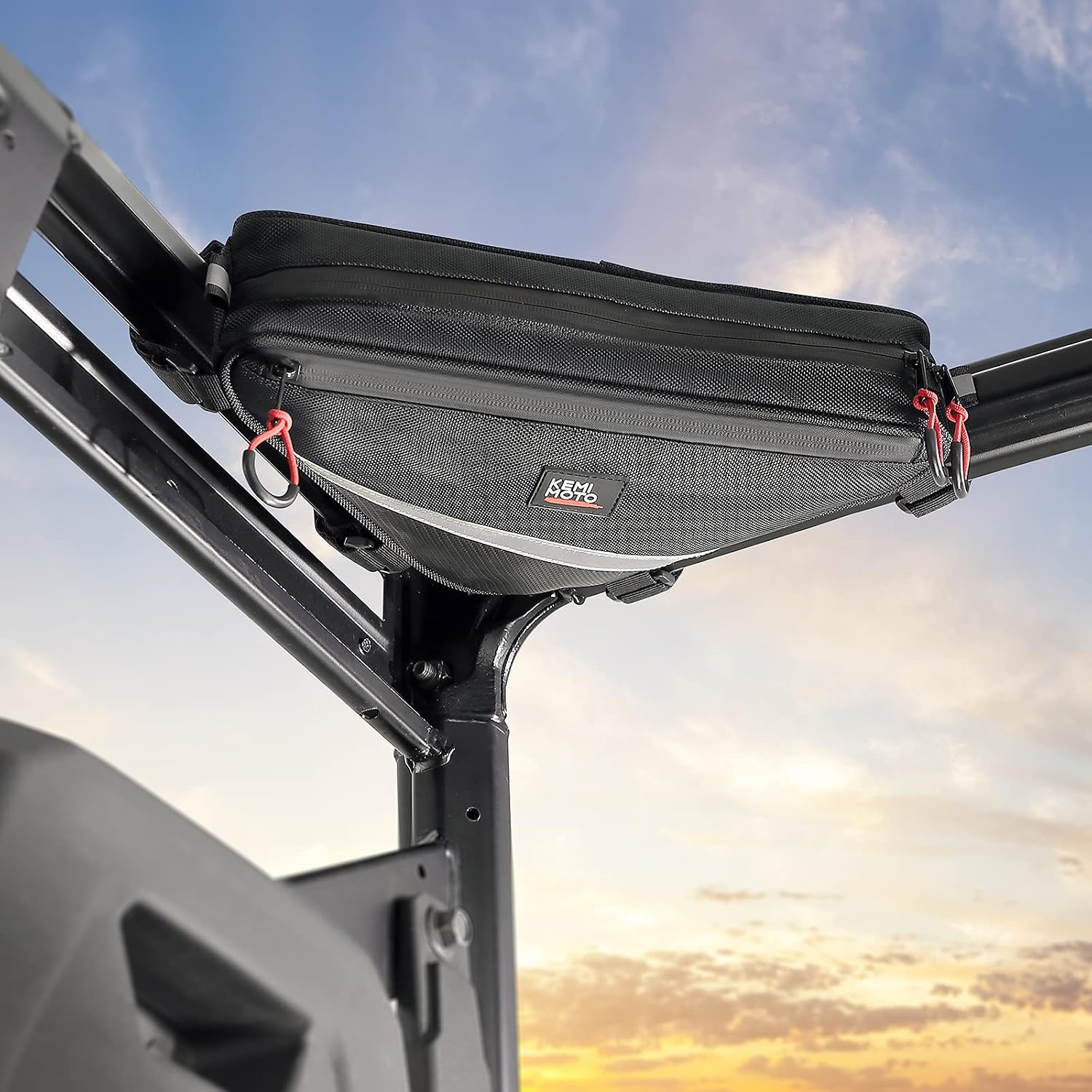 KEMIMOTO 2 Packs UTV Roll Bar Triangle Storage Bag | 1680D, Water Resistant, Universal Fit, Use as Roof/ Door/ Side Armrest Bag Compatible with Most UTV, Road and Mountain Bikes