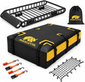 MIKKUPPA Roof Rack Basket with Waterproof Cargo Bag - Rooftop Carrier Combo | 150 Lbs Capacity Roof Rack Basket & 17 Cubic Feet Waterproof Luggage Bag, for SUVs, Trucks, Cars