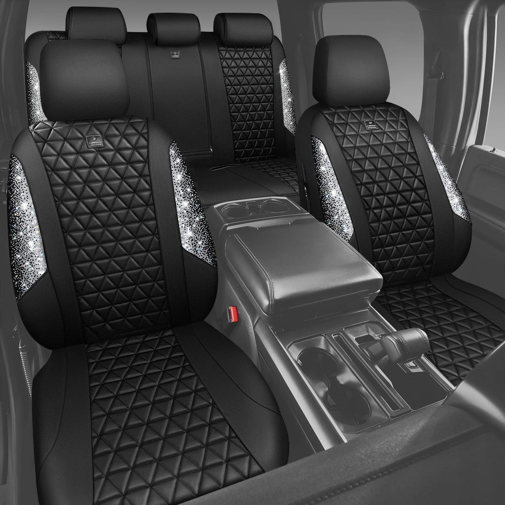 car pass bling diamond leather car seat covers on a desk or shelf