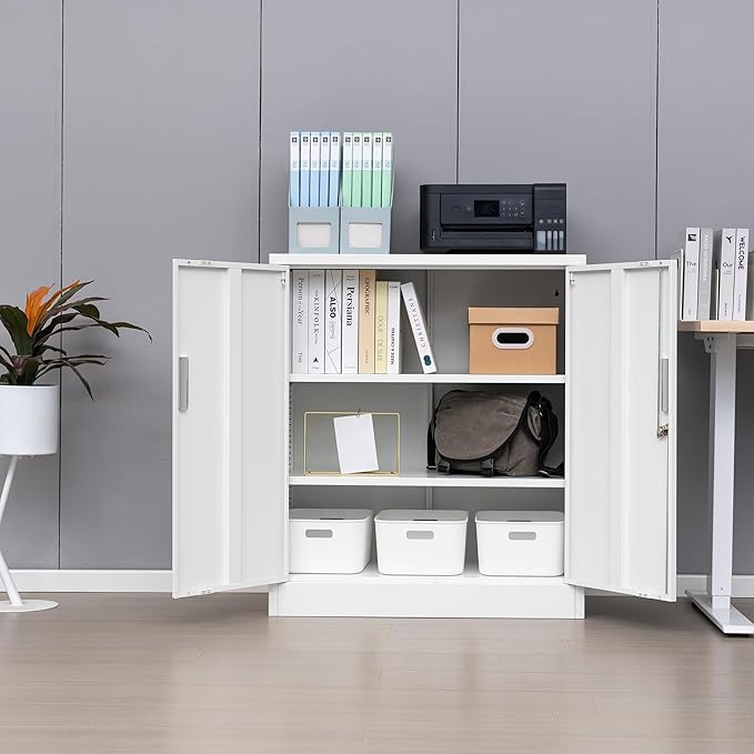 Metal Storage Cabinet with Locking Doors and Adjustable Shelves, 36.2" H Steel - Image 2