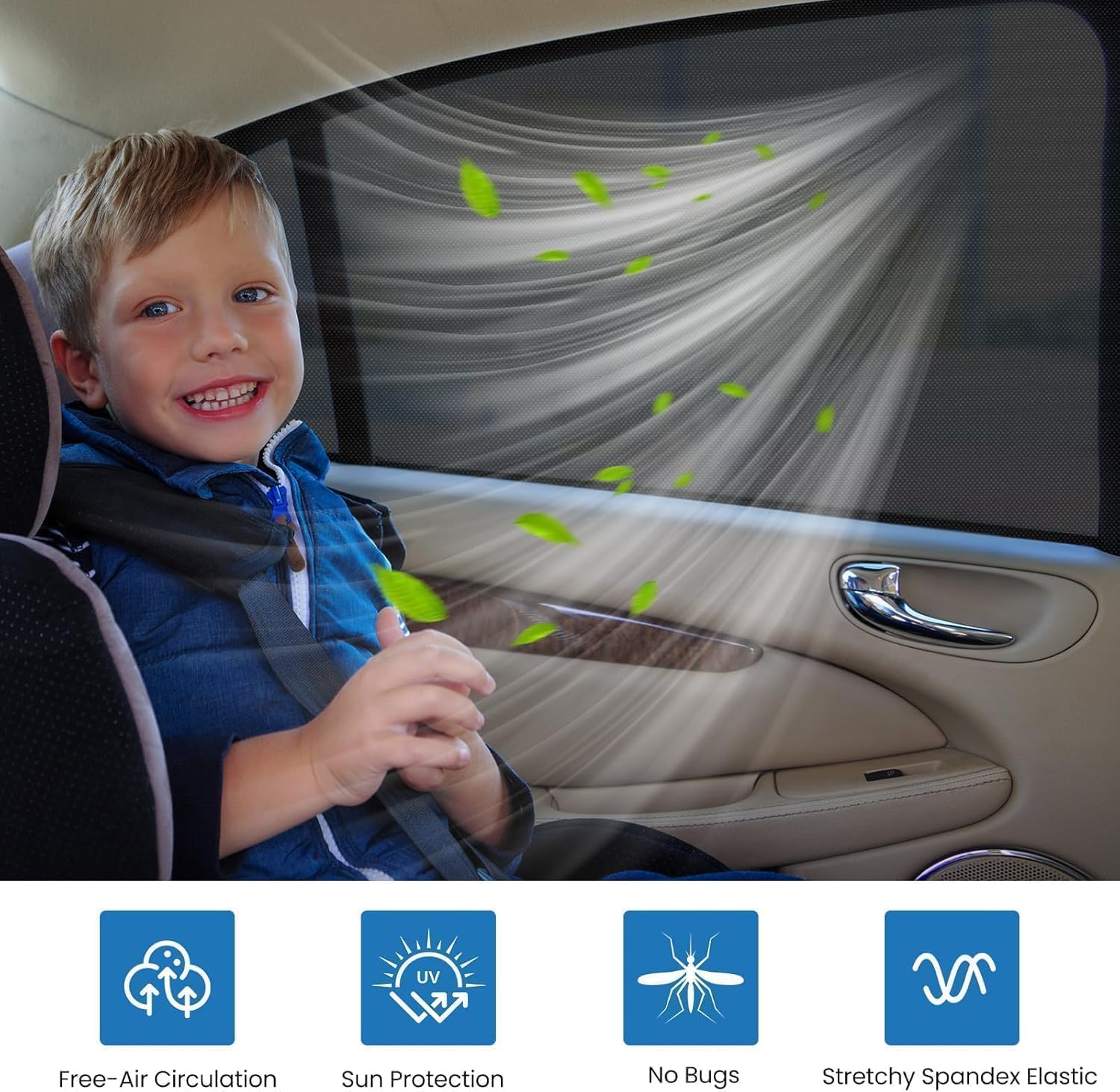 4 Pcs Car Window Shades for Chevrolet Chevy Trax 2024 2025, Side Window Sun Shade Baby UV Protection Mesh Screen Automotive Privacy Cover Backseat Glare Blocker