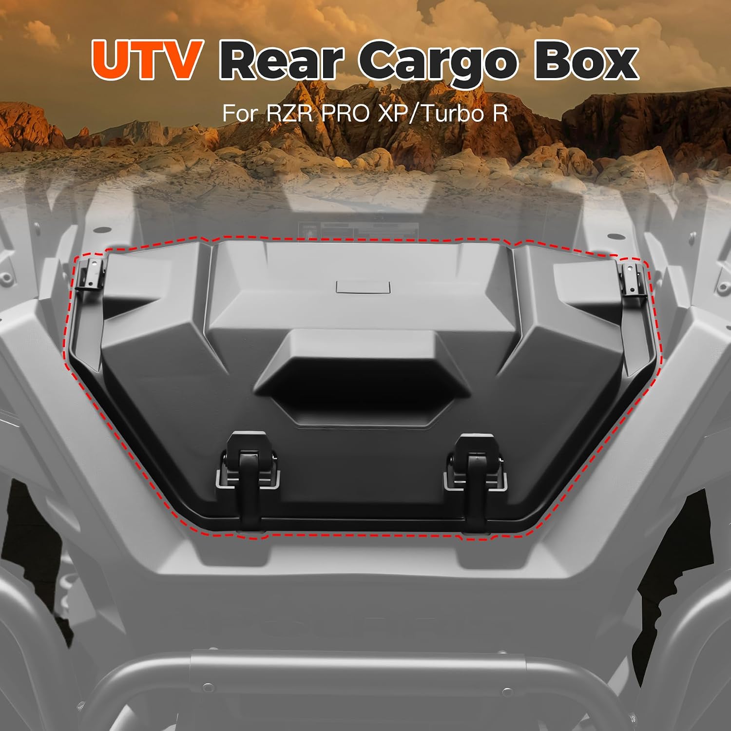 42QT Rear Cargo Box for Polaris RZR Turbo R/PRO S PRO XP 2020-2026 | Upgraded Cargo Storage Box, Poly Water Resistant, 2 Lockable Latche, Replace OEM #2883752