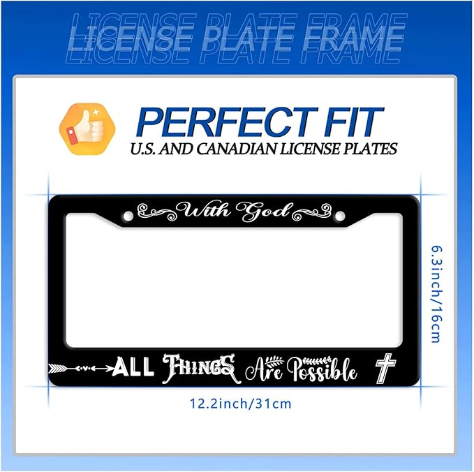 with God All Things are Possible License Plate Frame Christian License Plate - Image 7