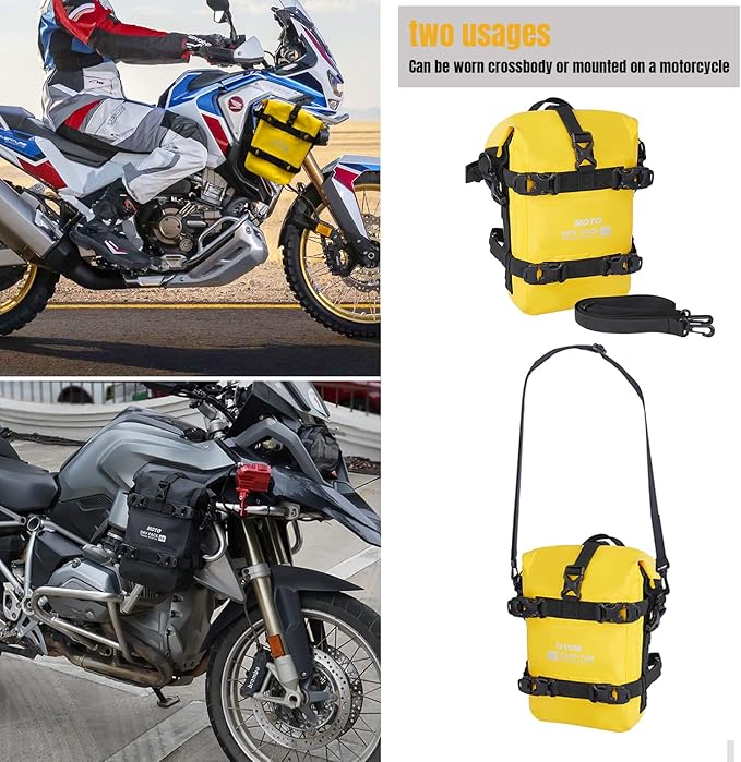Motorcycle Tail Bag Front Bumper Bag, 8L Roll-top Waterproof Motor Saddle - Image 3