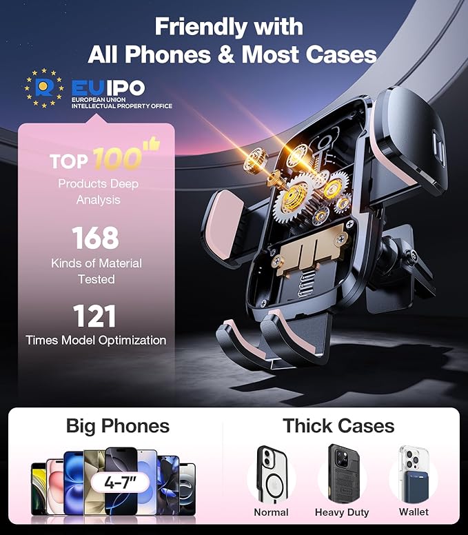 TORRAS Pink Phone Holders for Your Car【True Military-Grade & Strongest Suction】 - Image 4