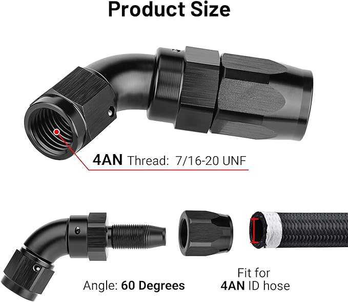 EVIL ENERGY 4AN 60 Degree One Piece Full Flow Hose End Fitting Swivel - Image 2