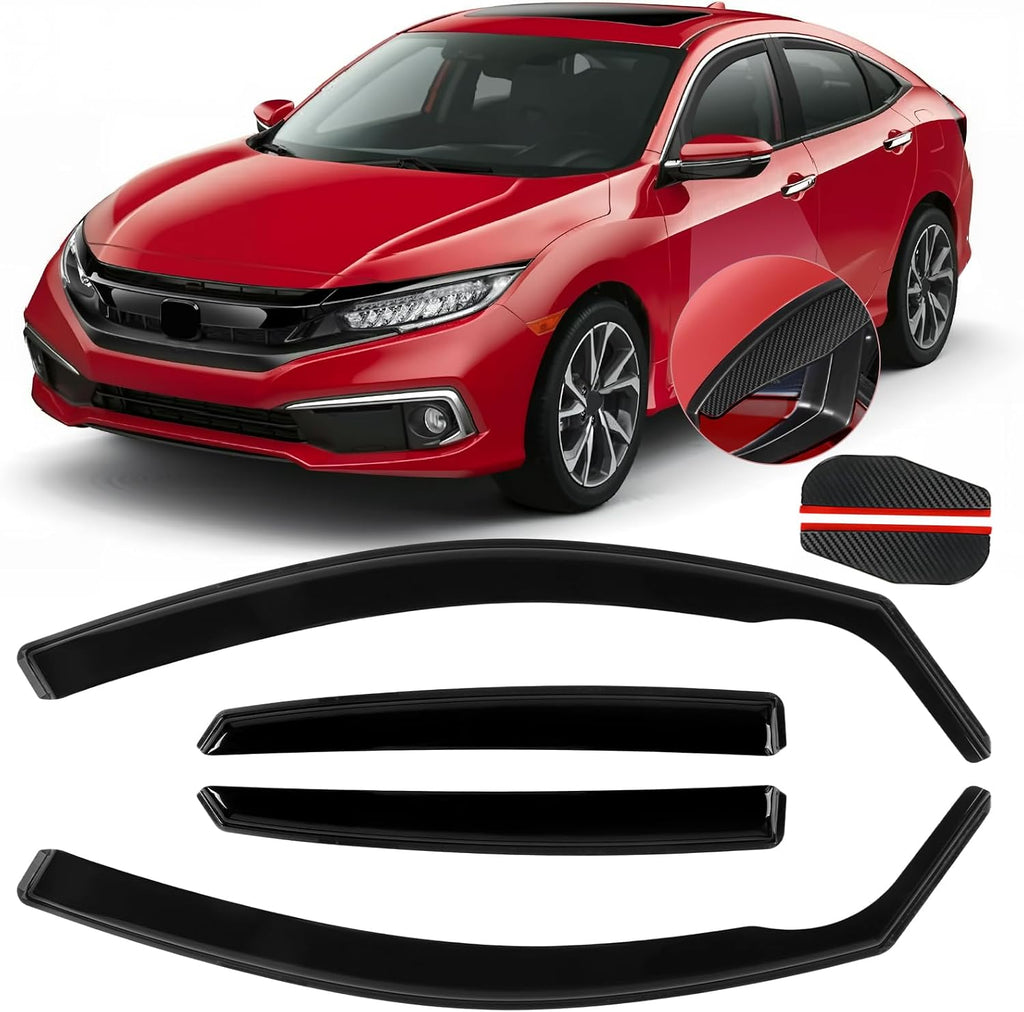 in Channel Rain Guards Fits for Honda Civic 2016-2021 Sedan 4-Door, Durable