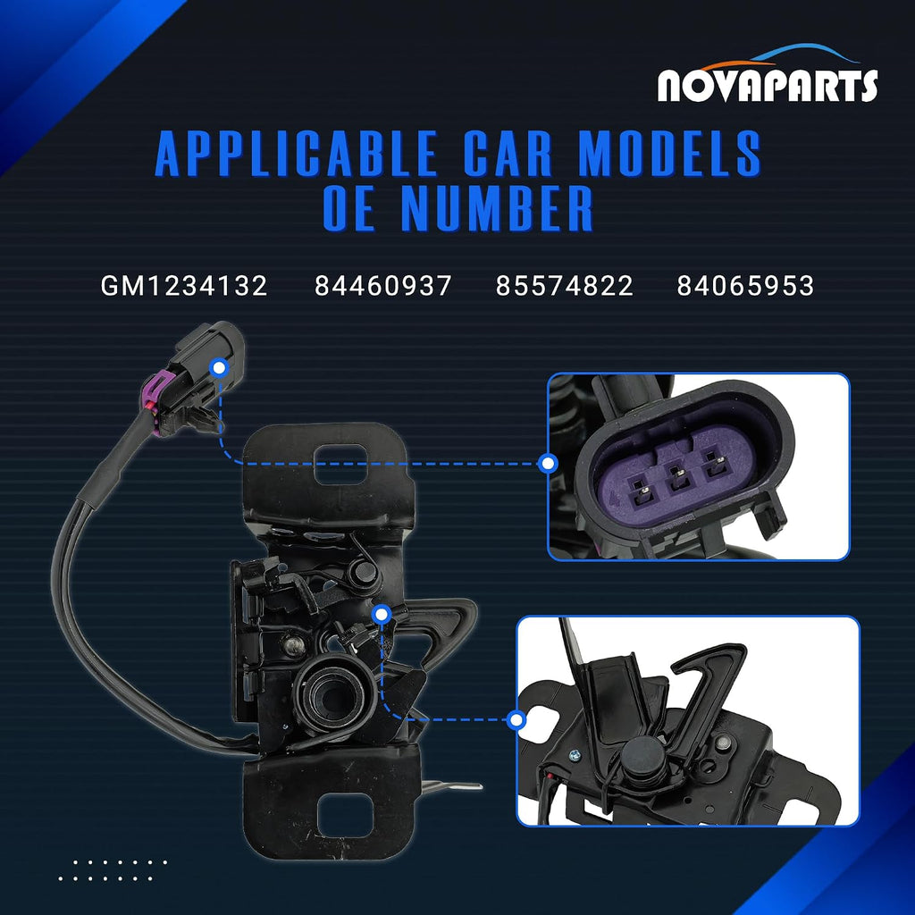 NOVAPARTS Hood Latch GM1234132 84460937 for 2015-2019 GMC Sierra Chevy Silverado 2500 HD 3500 HD 6.0L 6.6L Replaces 85574822, Black w/Remote Start