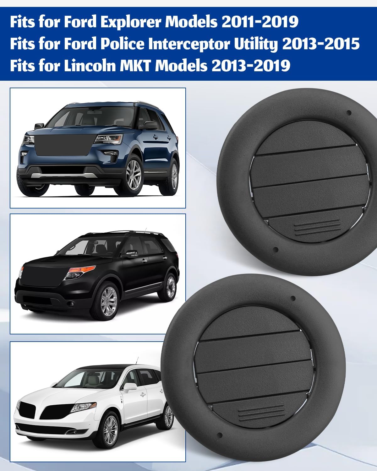 ANODZU BB5Z-19893-CA Headliner Rear Ceiling AC Air Vent Louver Fit for Ford Explorer 2011-2019, for Police Interceptor Utility 2013-2015 Fit for Lincoln MKT 2013-2019, Black 2 Pack