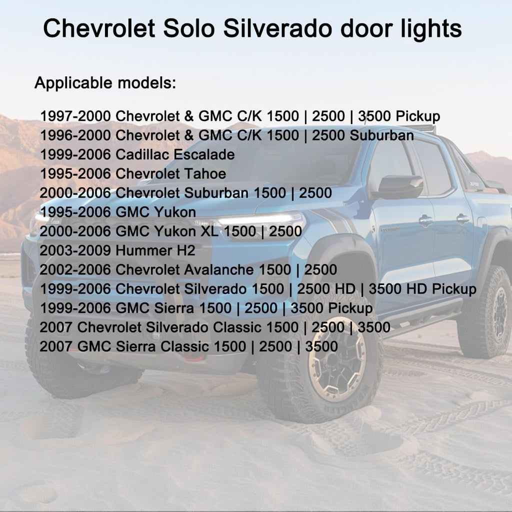 Car LED Interior Door Light, Ultra Bright Vehicle Side Door Panel Courtesy and Warning Lamp Assmebly, Auto Welcome Lighting Replacement for C/K 1500 2500 3500, Yukon（White+Red）