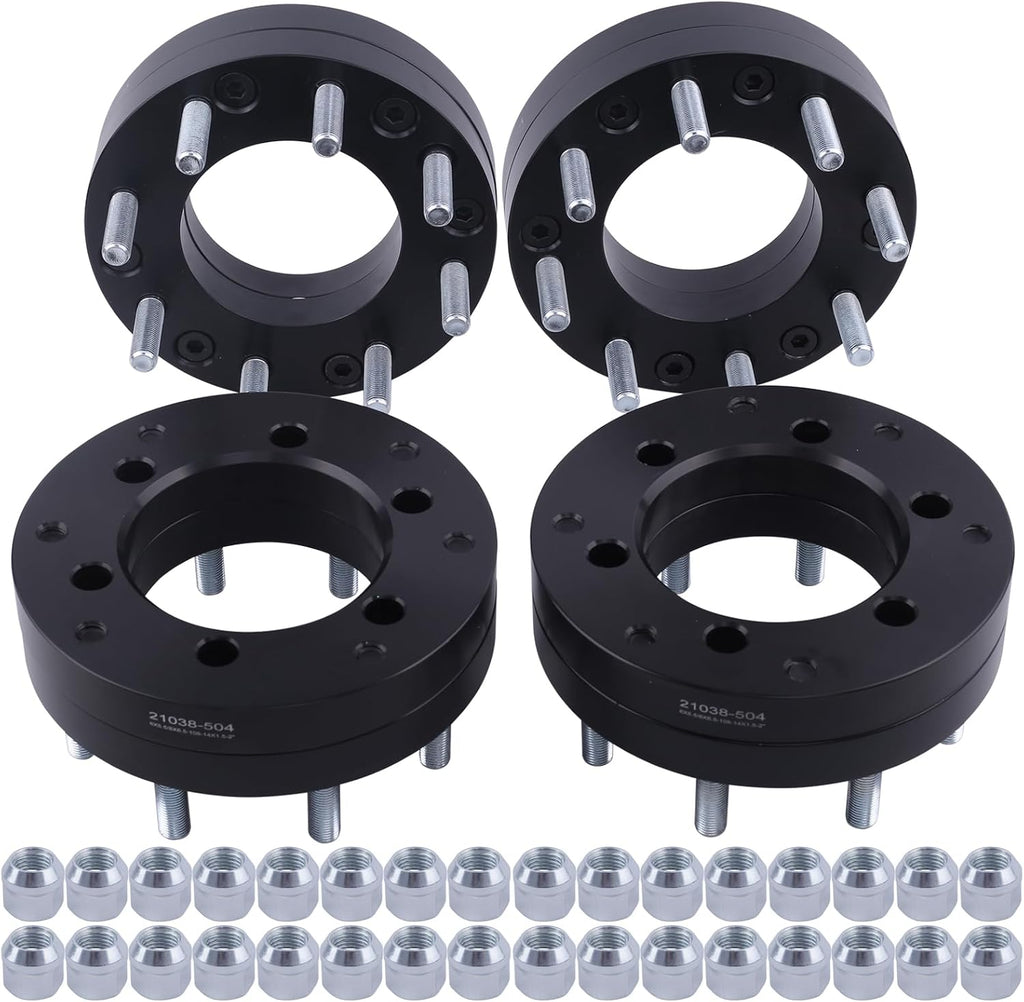 Black Forged 5x5.5 to 8x6.5 Wheel Adapters 2 Inch 14x1.5 Studs Compatible with Dodge-Ford-Ram 5 Lug 5x139.7 Truck Converted to 8 Lug 8x165.1 Rims - Pack of 4