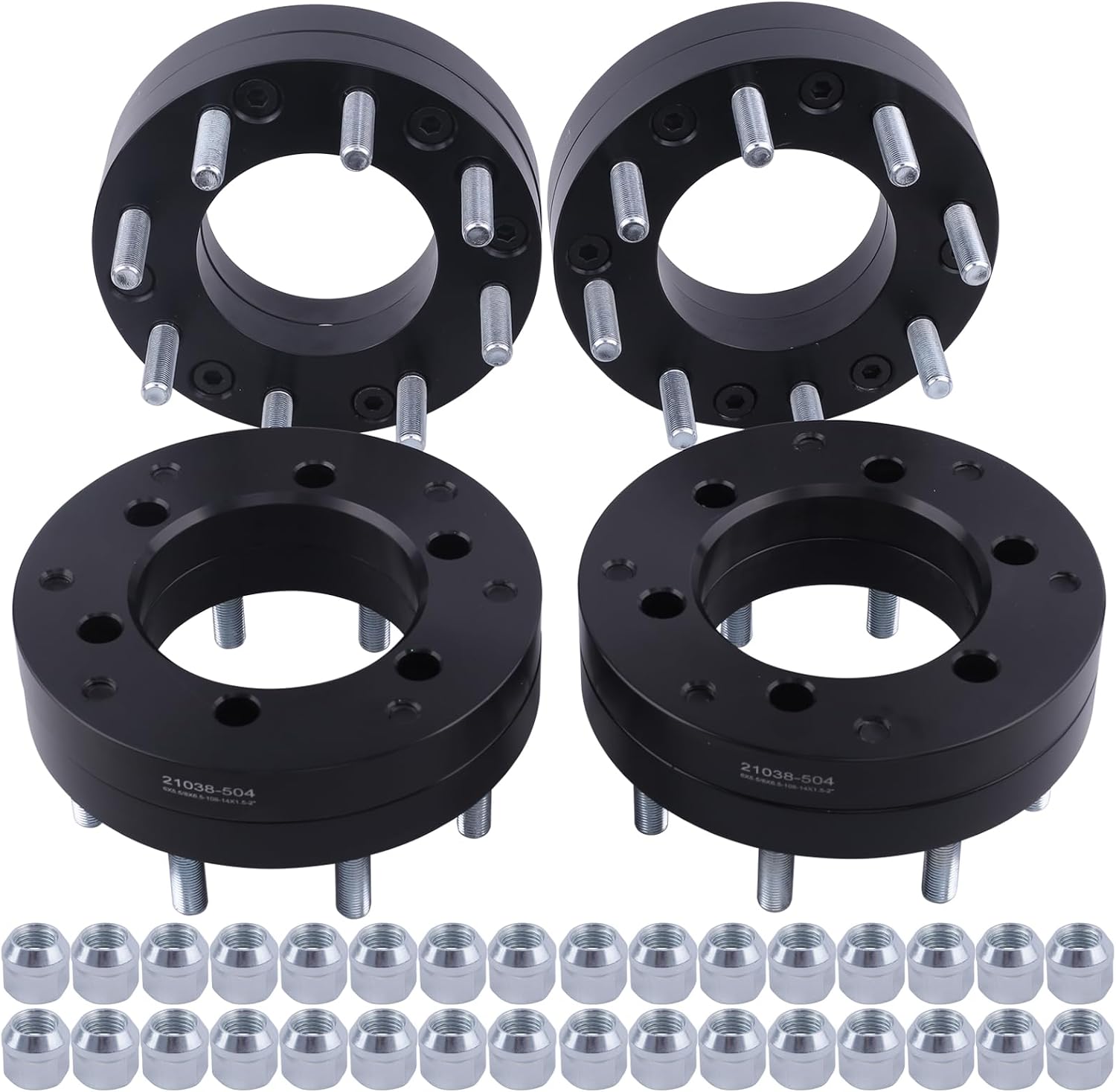Black Forged 5x5.5 to 8x6.5 Wheel Adapters 2 Inch 14x1.5 Studs Compatible with Dodge-Ford-Ram 5 Lug 5x139.7 Truck Converted to 8 Lug 8x165.1 Rims - Pack of 4