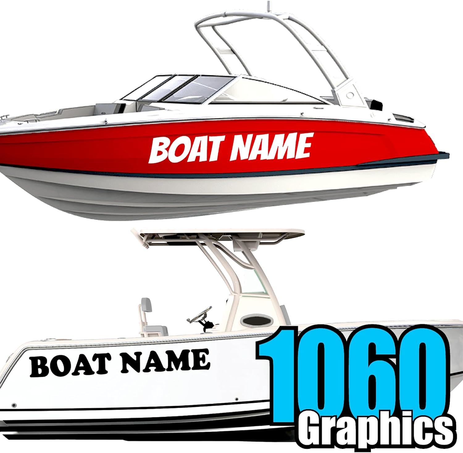 Custom Vinyl Boat Numbers & Letters (Two Decals)