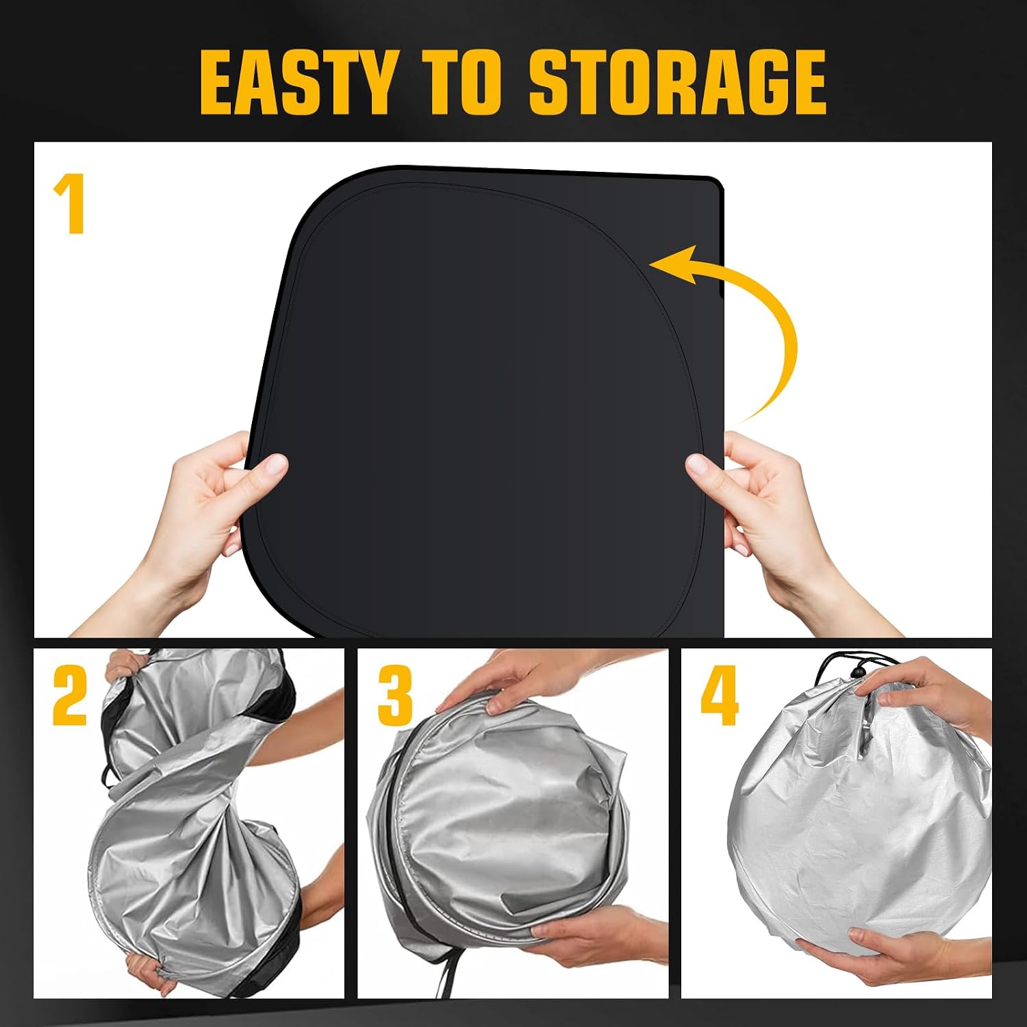 Windshield Sun Shade for BMW X5 2019-2025 2026, Foldable Sun Visor Protector with Storage Bag, 2-Layers Car Sunshade Front Window Shade UV Protection