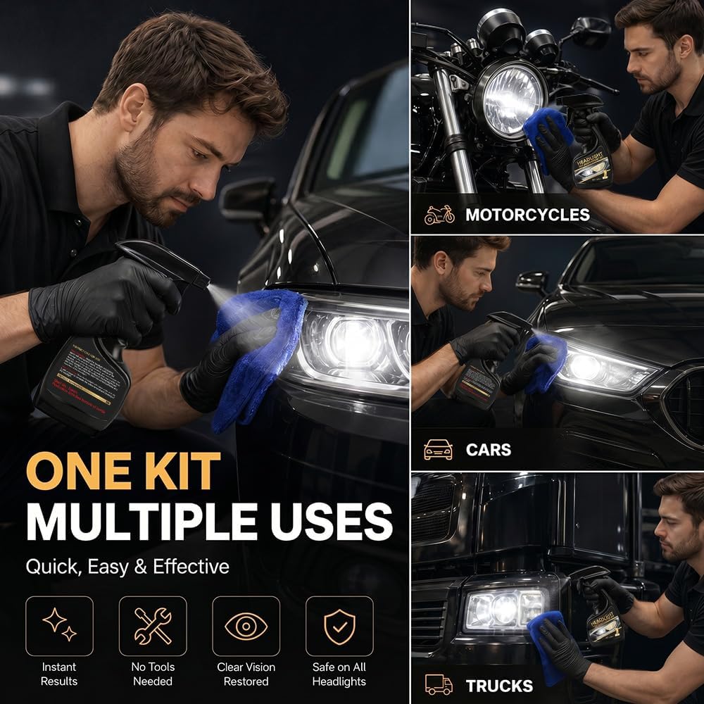 2026 new Model Multifunctional Car Headlight Polishing for All Vehicle TypesCar Headlight Restoration Polishing Kits,Headlight Cleaner and,Automotive Headlamp Restoration Fluid Oxidized。 (1pc)