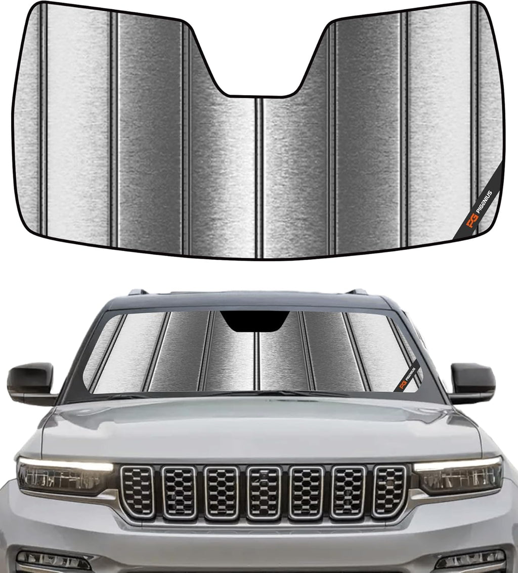 Pigenius Windshield Sun Shade for Jeep Grand Cherokee 2022-2026, Grand Cherokee L 2021-2026 Front Window Sunshade - Metallic
