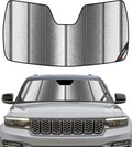 Pigenius Windshield Sun Shade for Jeep Grand Cherokee 2022-2026, Grand Cherokee L 2021-2026 Front Window Sunshade - Metallic