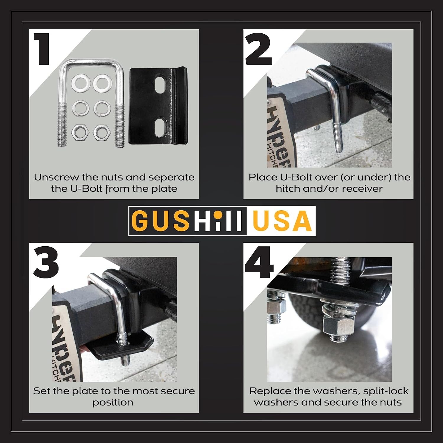 GusHill USA GH 22326 Heavy-Duty Hitch Tightener, Anti-Rattle Stabilizer, Fits 1 1/4" and 2" receivers