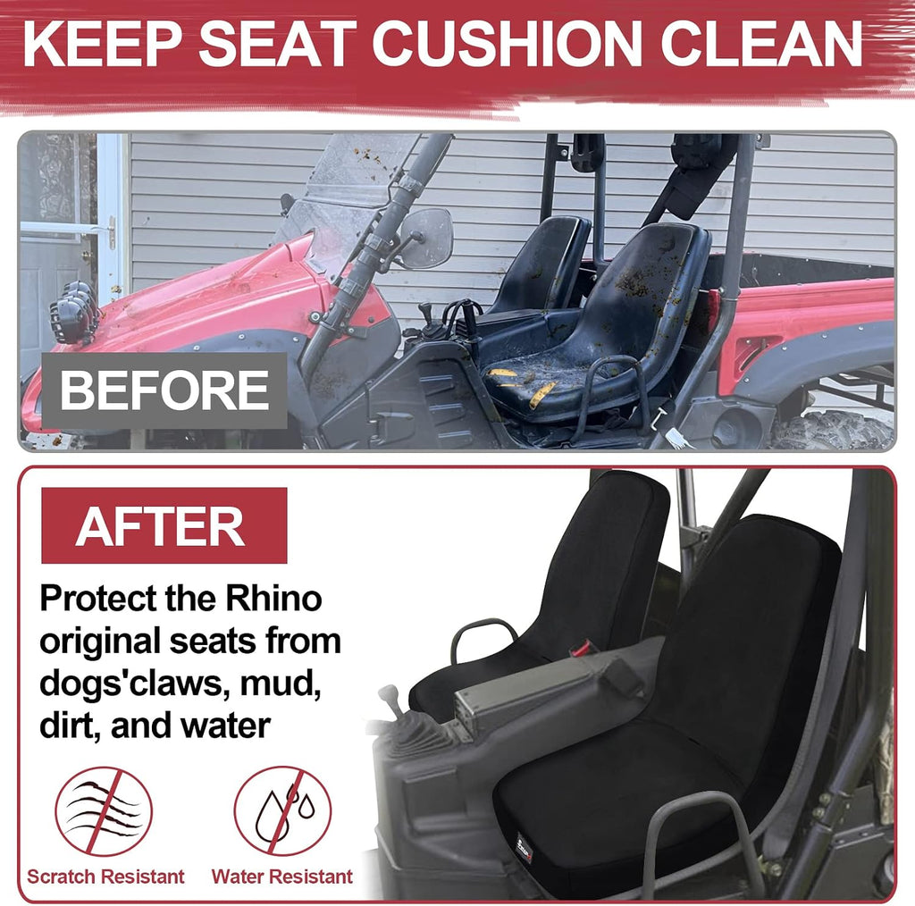 StarknightMT UTV Seat Covers Compatible with Rhino 700 660 450 2004-2021 1680D Oxford Fabric Black Water-Resistant Seat Covers