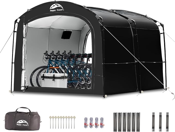 Happy Travel Bike Storage Tent, Outdoor 8×7×6.3ft Large 2-in-1 Portable Shed by HappyTravel