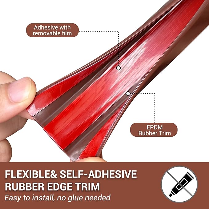 Rubber Edge Trim, Flexible Self Adhesive U Shaped Peel and Stick Edge Banding - Image 3