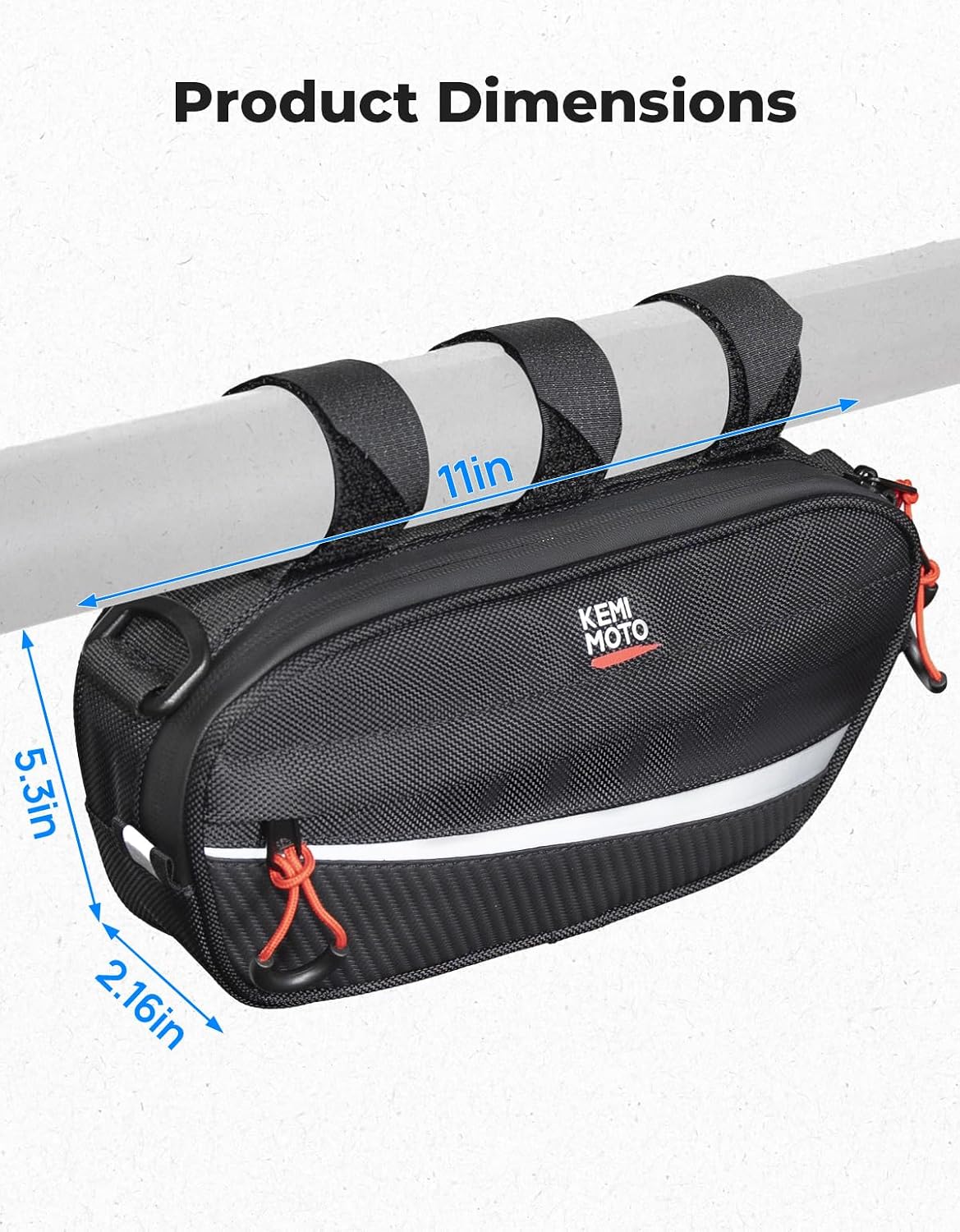 KEMIMOTO UTV Roll Cage Storage Bag, Grab Handle Storage Bag | Universal Fit, 1680D, 11" x 5" Side by Side Storage Accessories, Compatible with UTV, ATV, Golf Cart, Bike, Off-road Vehicle