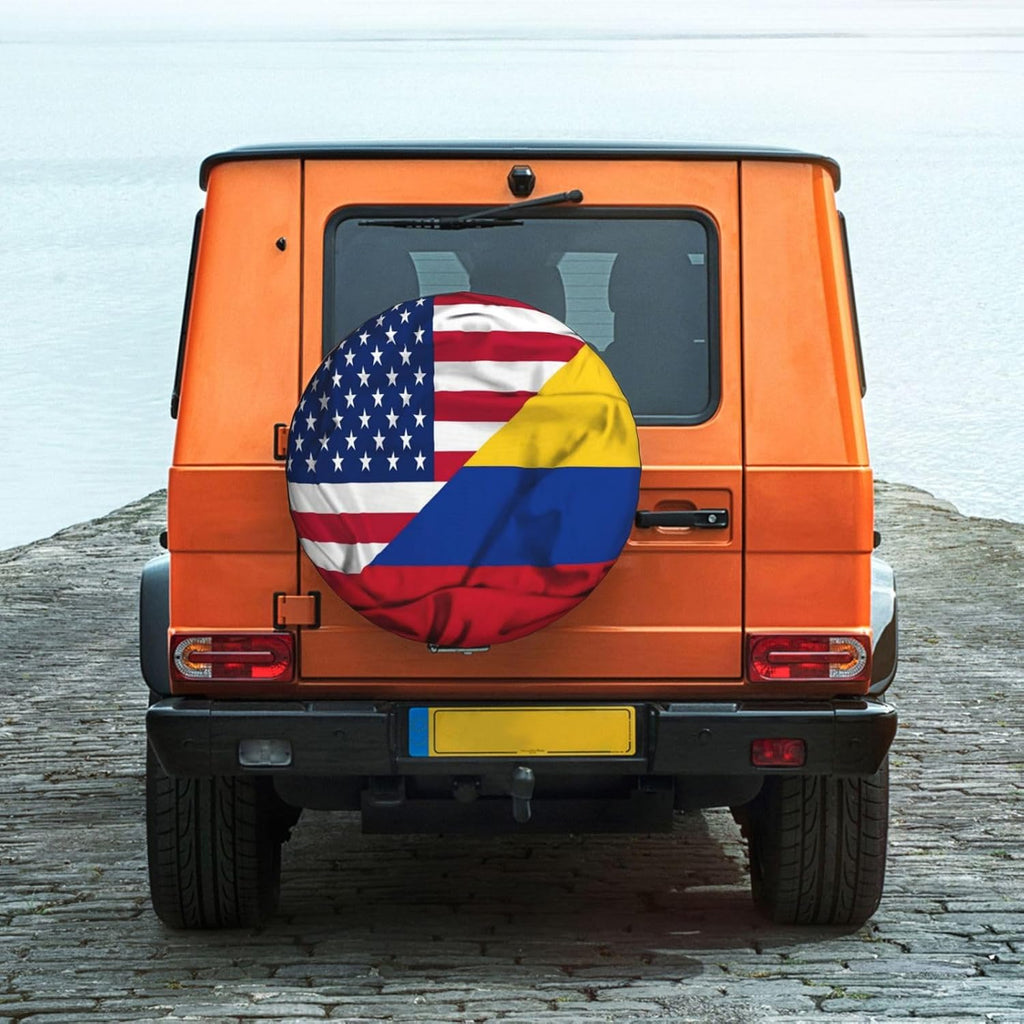 Colombia American Flag Spare Tire Cover Waterproof Sunproof Universal Fit for SUV Jeep Trailer RV Wheel Protectors Outdoor Accessories
