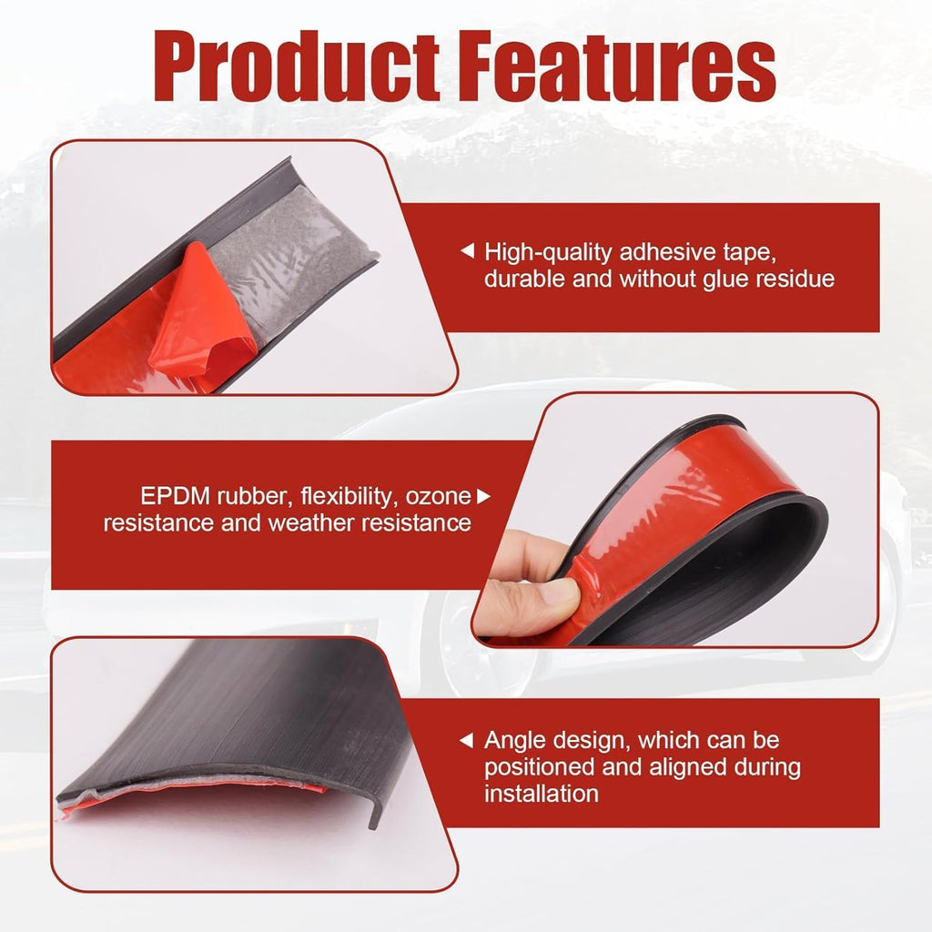 4.5CM x 20FT Universal Car Wheel Arch Trim - Rubber Fender Flare Protector Edge Guard, Self-Adhesive Anti-Scratch Lip Strip for Cars & Trucks, Fender Flare Edge Trim