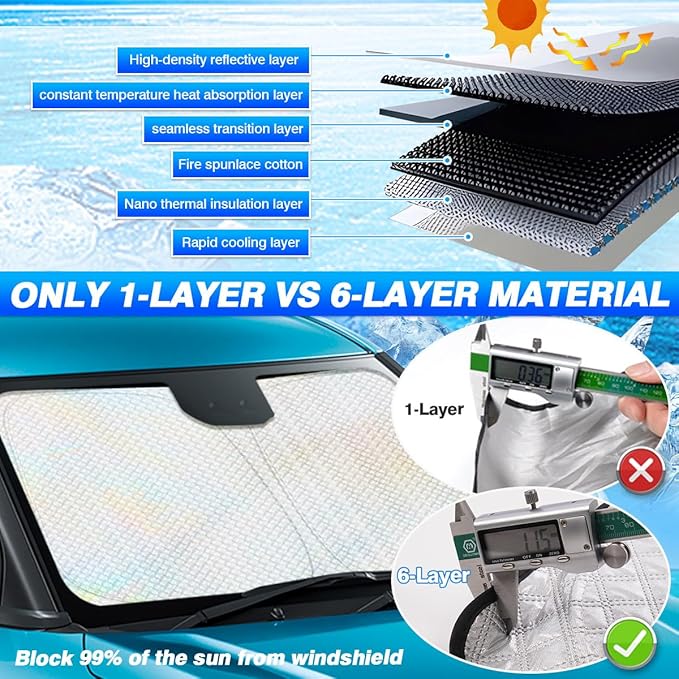 Windshield Sun Shade for 2022-2025 2026 Toyota Tundra Accessories Thicken - Image 3