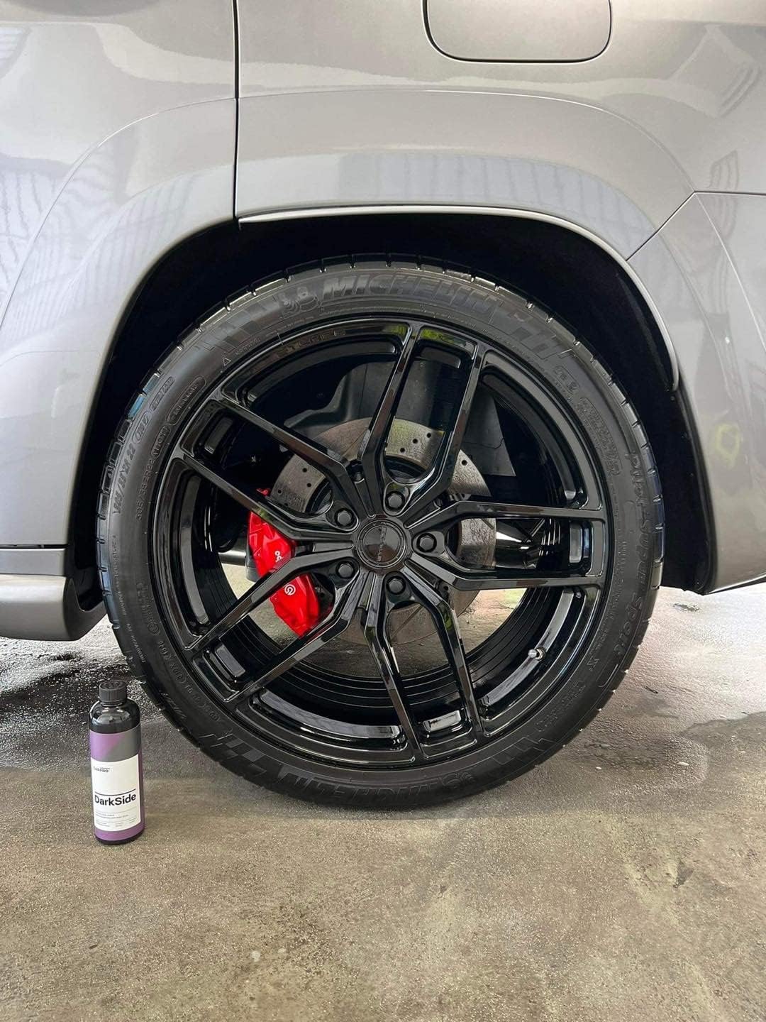 CARPRO DarkSide - Tire & Rubber Sealant, Hydrophobic & Self-Cleaning, Satin Black Shine, UV Protection, Revives Dull Faded Rubber, Ready to Use - Liter (34oz)