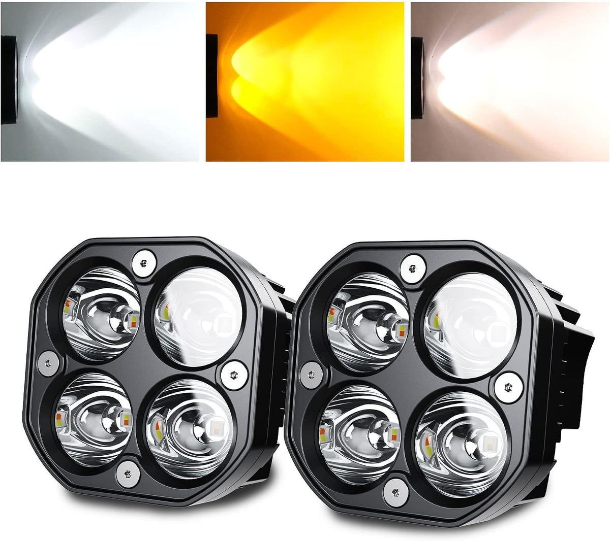 3 inch spot led work lights white/amber flasing, main product view