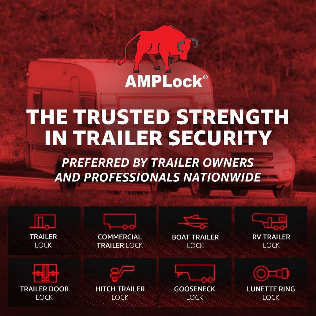 AMPLock - U-LPCF Heavy Duty Trailer Kingpin Lock, Patented Cylinder Lock, Commercial Trailer Security Conical King Pin Lock, Reliable Heavy Duty Kingpin Lock for Enhanced Trailer Protection & Security