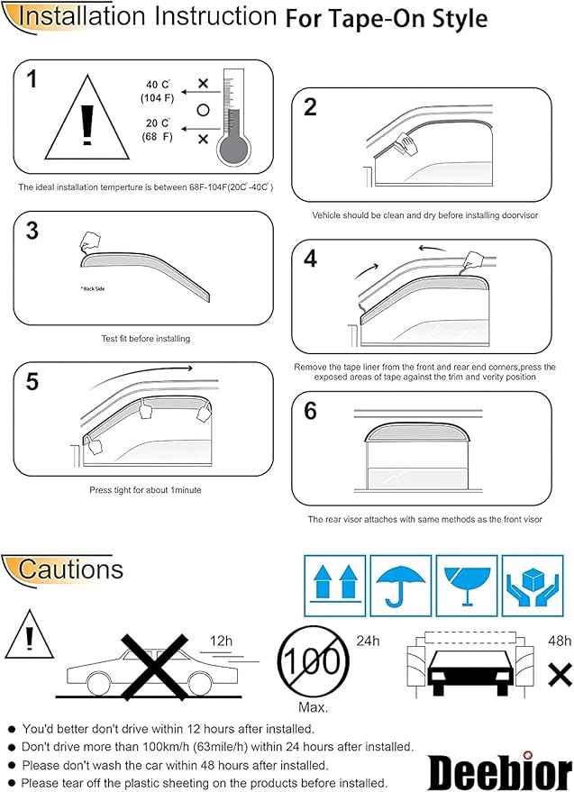 94243 Original Side Window Deflector Visor Rain Guard, Outside Mount Tape-on - Image 6