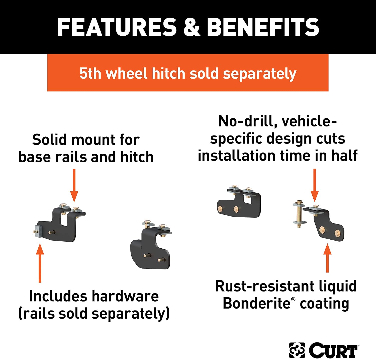 Curt 16427 Custom 5th Wheel Bracket Kit for Ram 2500