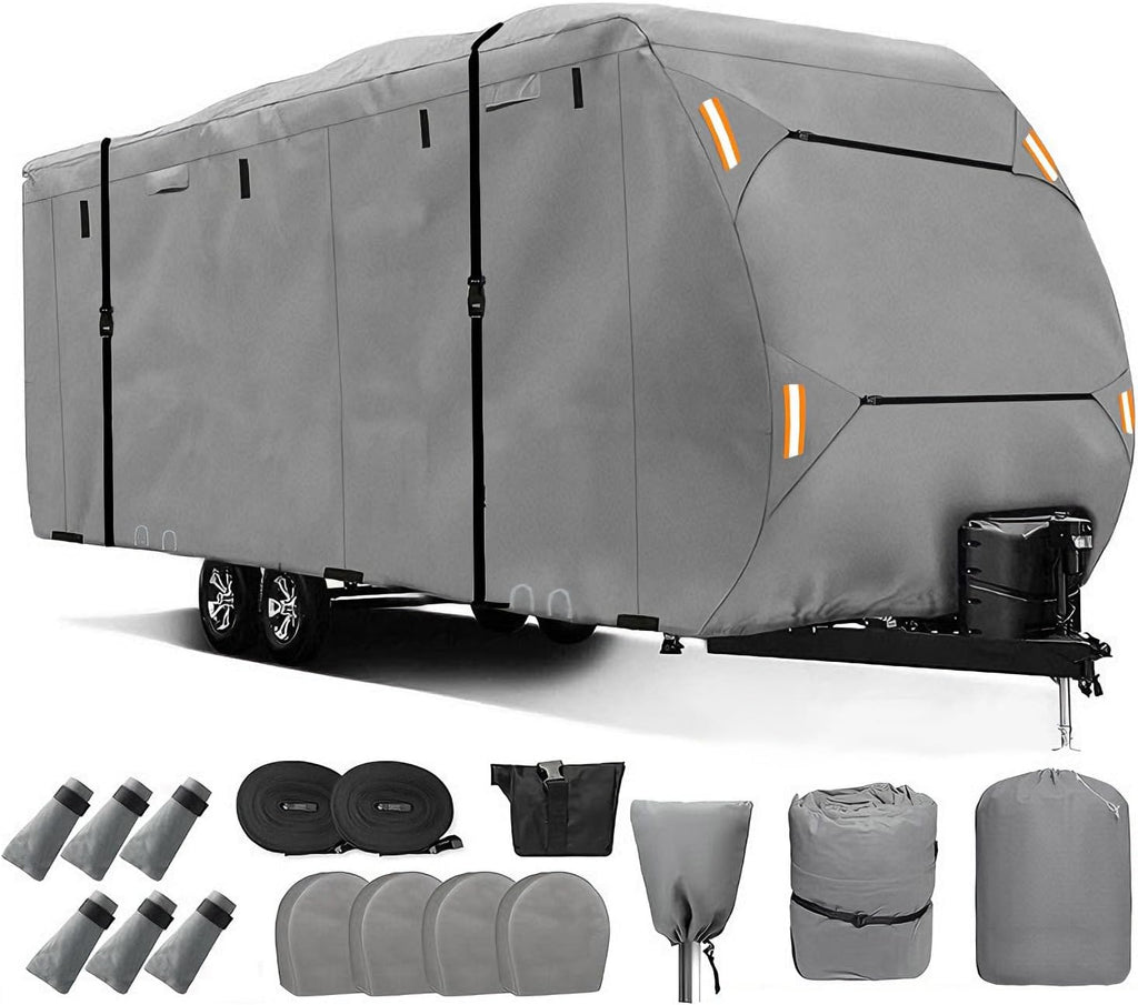 RV Cover for Grand Design Imagine 3000QB 2018–2026, 420D Oxford with Adjustable Straps, Travel Trailer Camper Storage Cover, Zipper Access for Driveway Seasonal Parking
