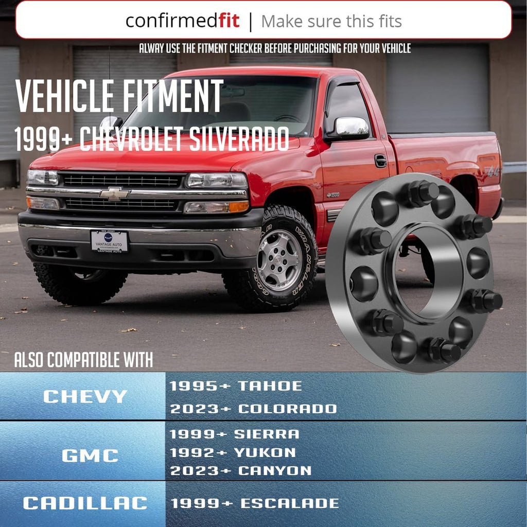 Wheel Accessories Parts 2 Pcs Hub Centric Wheel Spacers Adapters 6x5.5 6x139.7mm 1.50 Inch Thick 78.1mm Hub M14x1.5 14x1.5 Thread Stud Fits Chevy Silverado 1500 Suburban Tahoe ｜ GMC Sierra 1500 Yukon